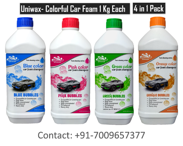 uniwax color car foam wash blue, green, pink, orange - 4 can 4kg